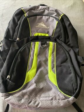 High Sierra 5 pocket Black & Yellow/Green Backpack